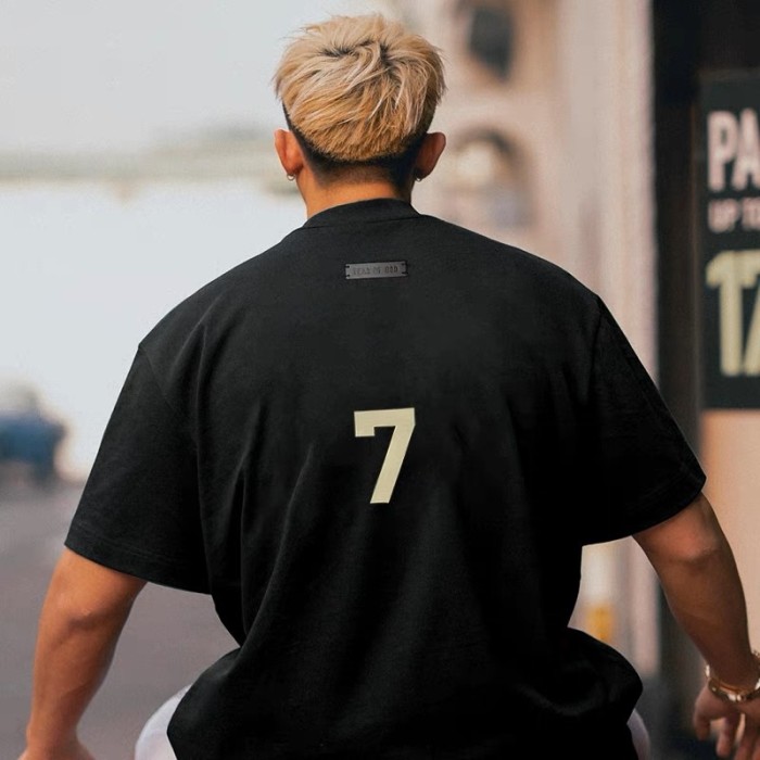1:1 quality version Flocked chest lettering ABC tee 2 colors