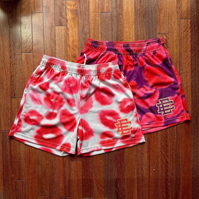  Lipstick Print Mesh Breathable Athletic Shorts 3 colors