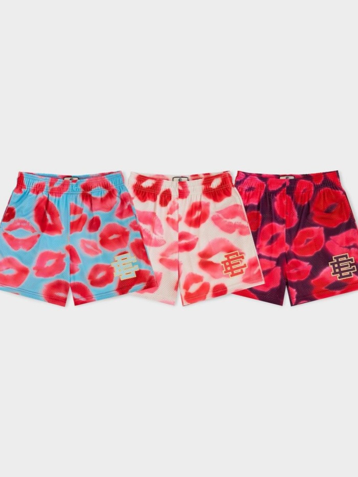  Lipstick Print Mesh Breathable Athletic Shorts 3 colors