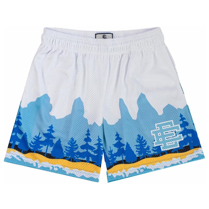  Pine Grove Landscape Printed Mesh Athletic Shorts 3 colors