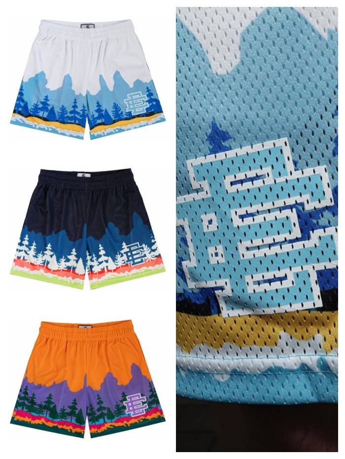  Pine Grove Landscape Printed Mesh Athletic Shorts 3 colors