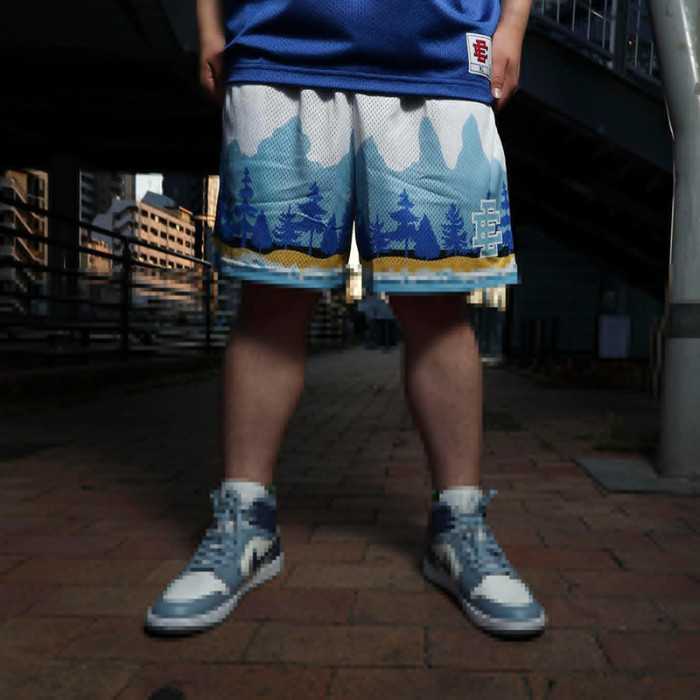  Pine Grove Landscape Printed Mesh Athletic Shorts 3 colors