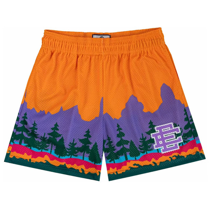  Pine Grove Landscape Printed Mesh Athletic Shorts 3 colors