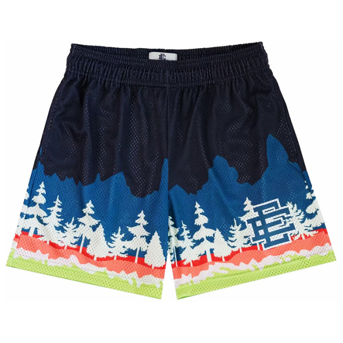  Pine Grove Landscape Printed Mesh Athletic Shorts 3 colors