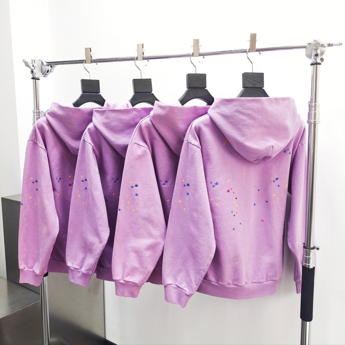 1:1 quality version Light Purple Colorful Stars Spider Web Hoodie & Pants Set