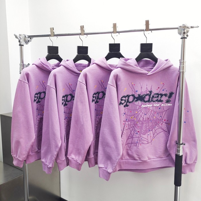 1:1 quality version Light Purple Colorful Stars Spider Web Hoodie & Pants Set