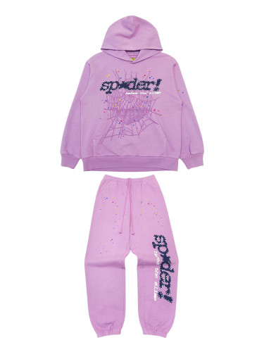 1:1 quality version Light Purple Colorful Stars Spider Web Hoodie & Pants Set