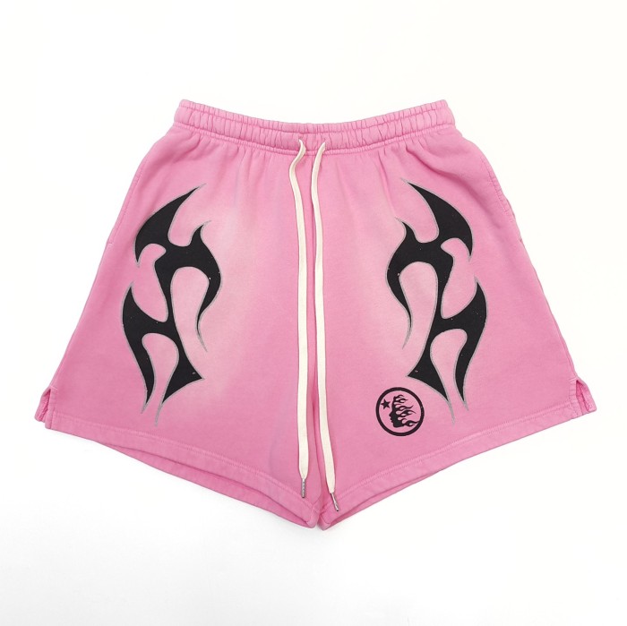 [Big & Tall for weights up to 260 lbs]1:1 quality version Black Fire Pink Logo Wash Version Shorts with NFC tag