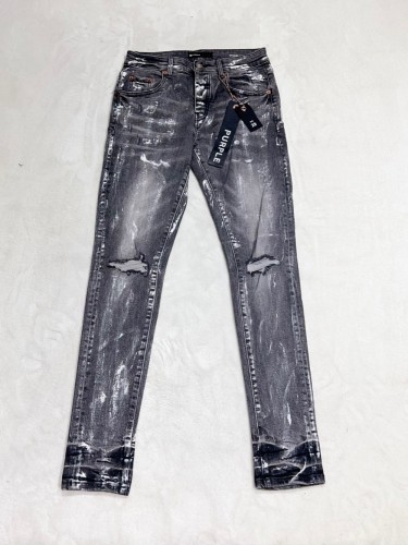 1:1 quality version Front and back inked knee ripped jeans