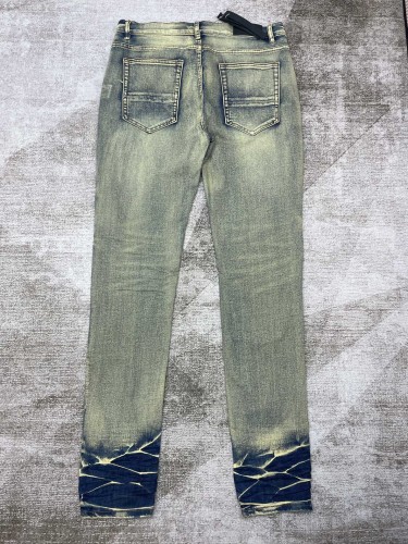 1:1 quality version Yellow Mud Dirty Wash Aged Jeans
