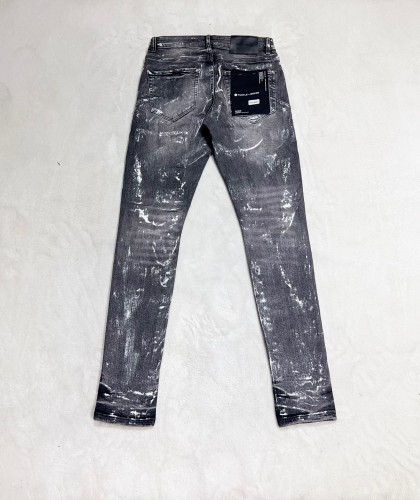 1:1 quality version Front and back inked knee ripped jeans