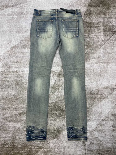 1:1 quality version Blue Rhinestone Patched Jeans