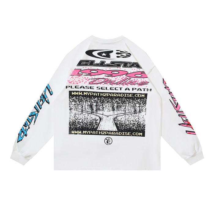 [50% Off]Hellstar Studio 1996 Vintage Website Style Logo Print Long Sleeve T-Shirt 26649937