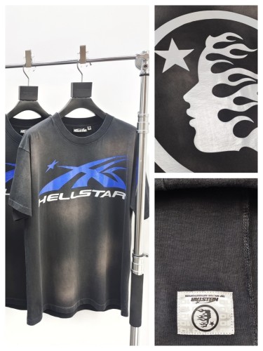 1:1 quality version HS Blue Gray Logo Washed Version Tee with NFC tag
