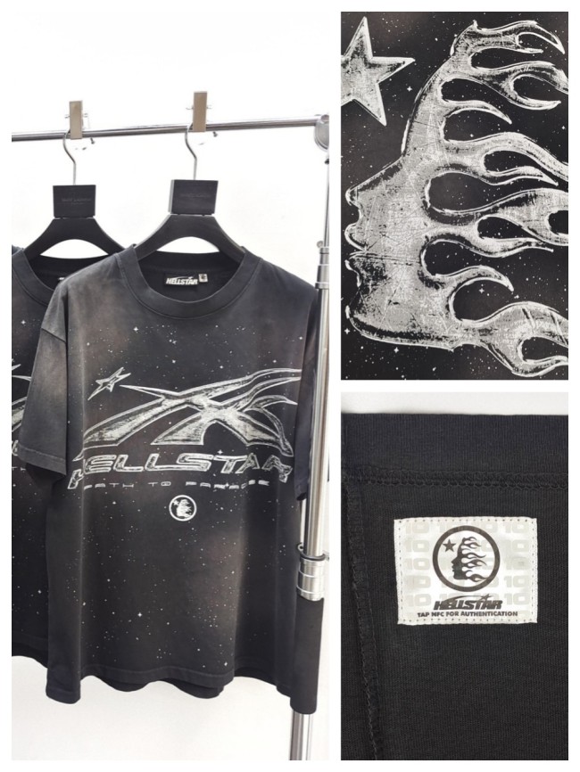 [Big & Tall for weights up to 260 lbs]1:1 quality version Washed Version chrome star chart logo print tee with NFC tag