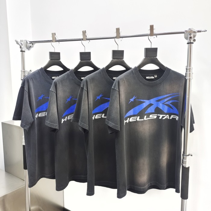 [Big & Tall for weights up to 260 lbs]1:1 quality version HS Blue Gray Logo Washed Version Tee with NFC tag