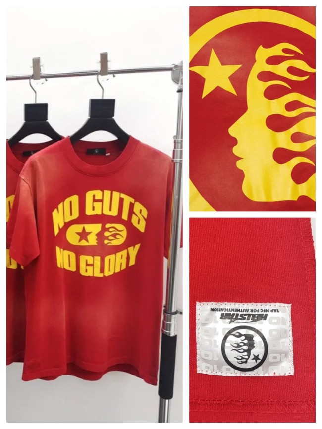 [Big & Tall for weights up to 260 lbs]1:1 quality version Washed Version Red Bright Yellow Logo Tee with NFC tag