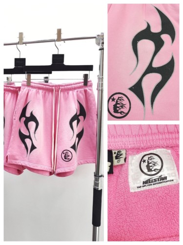 1:1 quality version Black Fire Pink Logo Wash Version Shorts with NFC tag