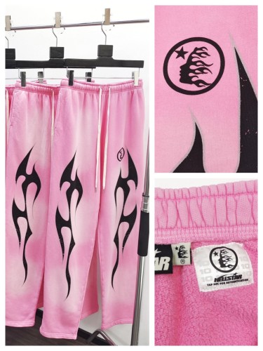 1:1 quality version HS Black Flame Pink Washed Version Straight Leg Pants with NFC tag