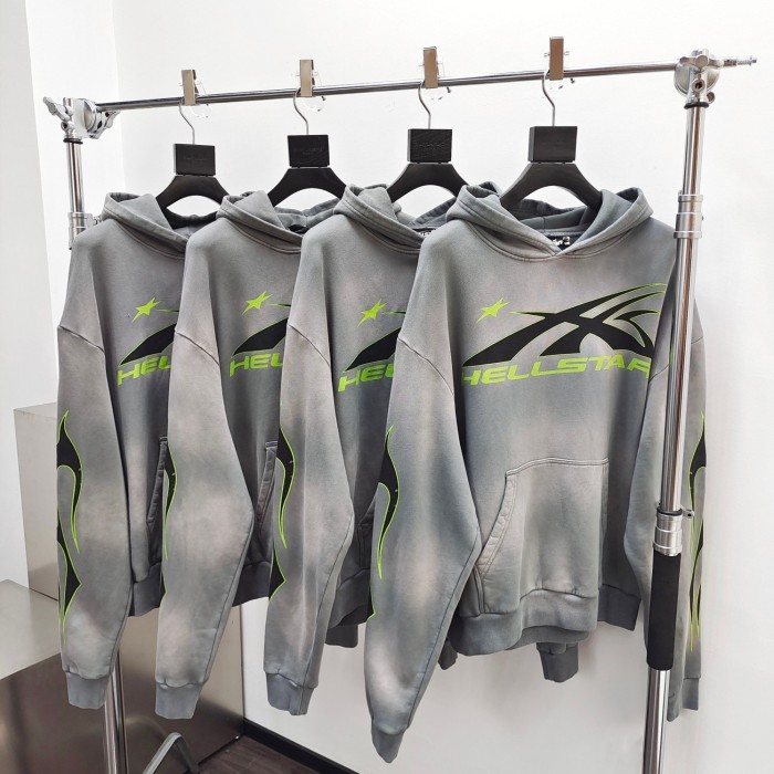 1:1 quality version Green and Black Logo Washed Version Hoodie & Pants Set with NFC tag
