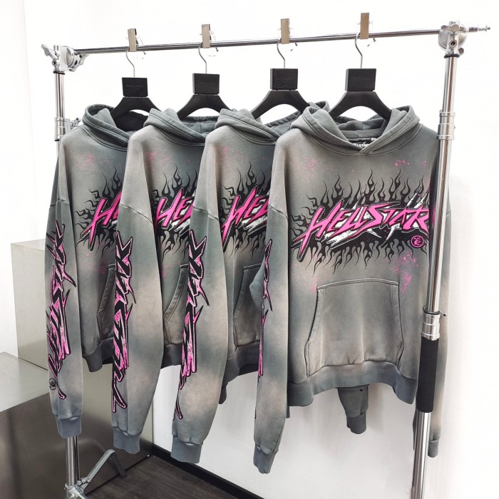 [Big & Tall for weights up to 260 lbs]1:1 quality version HS Future Fire Hoodie & Pink and Black Fire Pants Set with NFC tag
