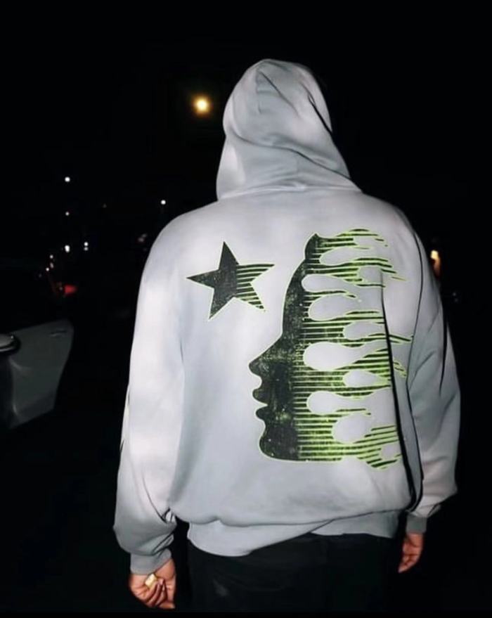 1:1 quality version Green and Black Logo Washed Version Hoodie & Pants Set with NFC tag