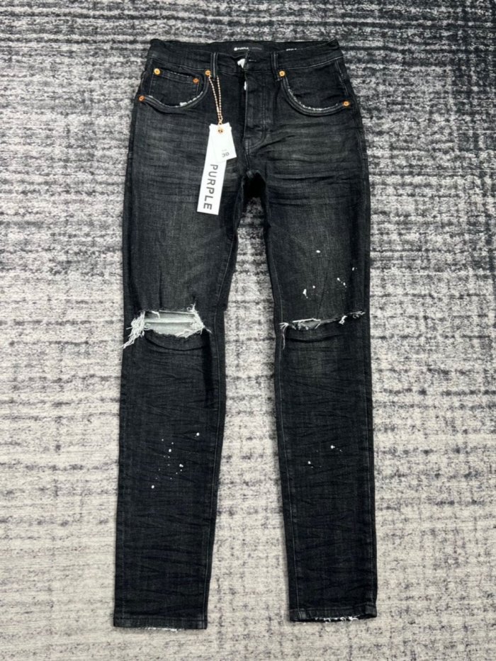   1:1 quality version Double Knee Ripped Ink Dot Jeans