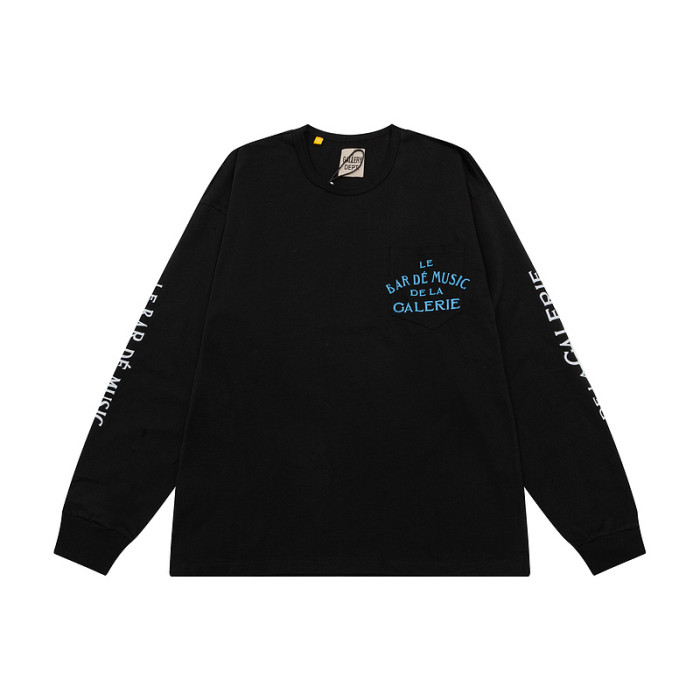 Pocket Blue French Letter Long Sleeve T-Shirt 2 colors