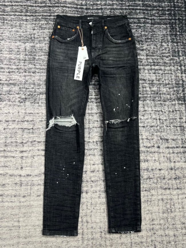  1:1 quality version Double Knee Ripped Ink Dot Jeans