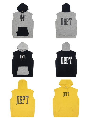 Front and back four letter monogrammed sleeveless hoodie