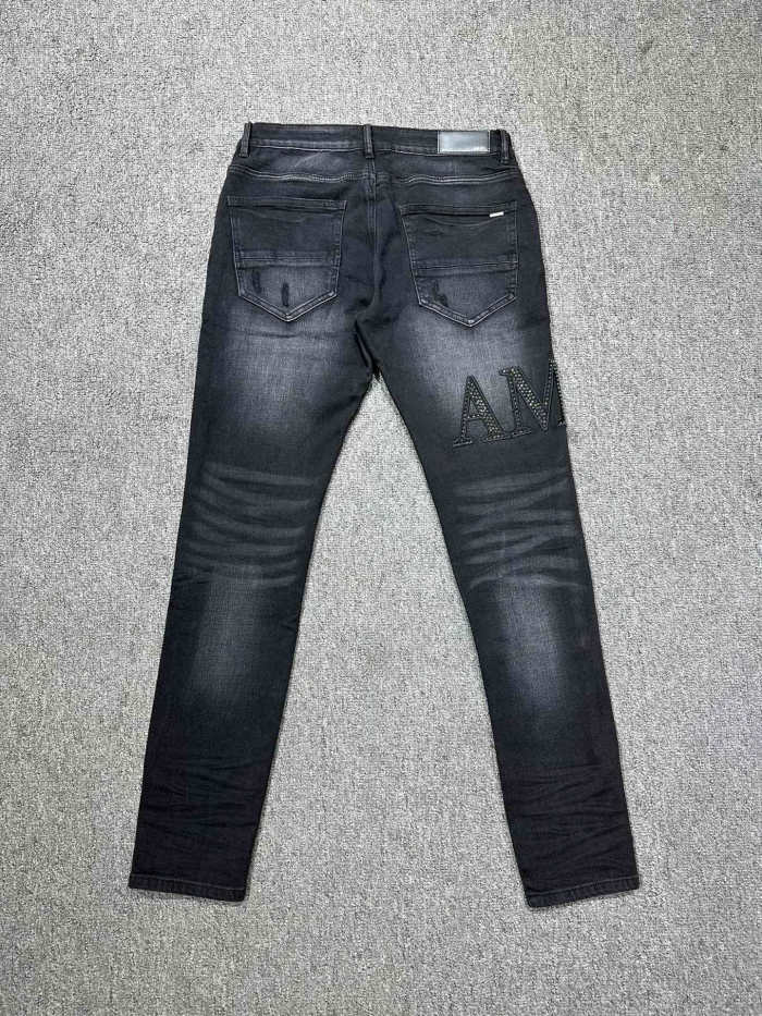 [buy more save more]1:1 quality version Rhinestone Monogram Embroidered Patch Jeans
