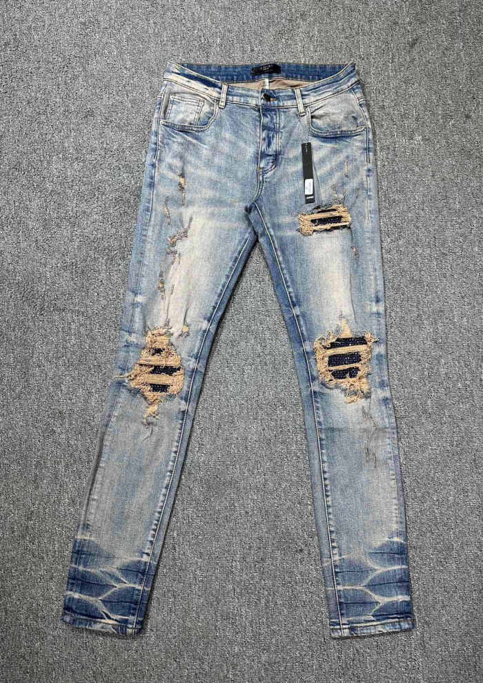 US$ 127.43 - 1:1 quality version Rhinestone Ripped Patch Jeans - www ...