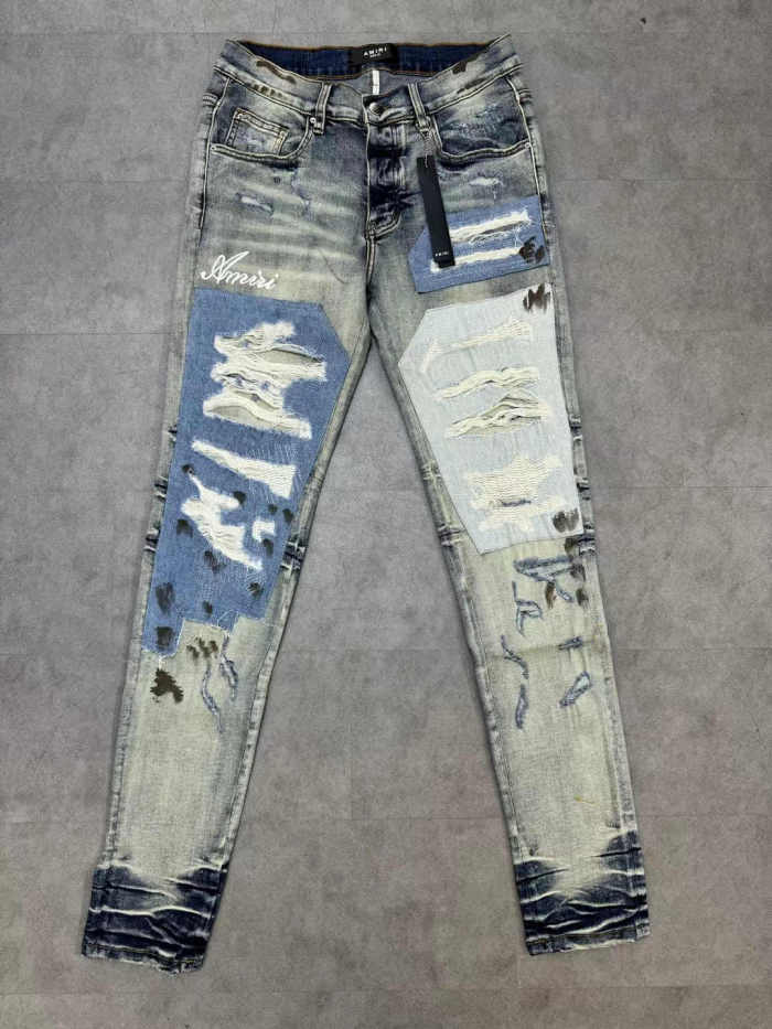 [buy more save more] 1:1 quality version Monogrammed embroidered vandalized patchwork jeans