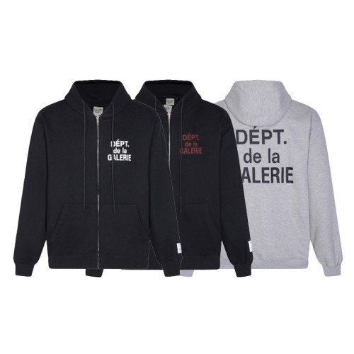 Basic French Letter Print Zipper hoodie 3 colors