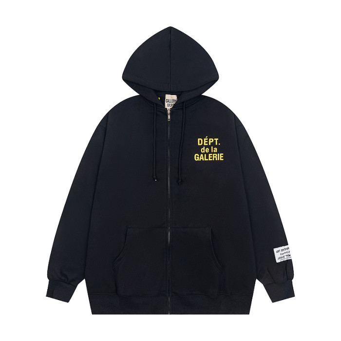   Front and back French letter print zipper hoodie 2 colors