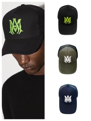 Classic AM Big Logo Embroidery Breathable Mesh Cap 3 colors