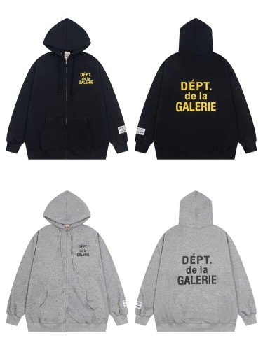 Front and back French letter print zipper hoodie 2 colors