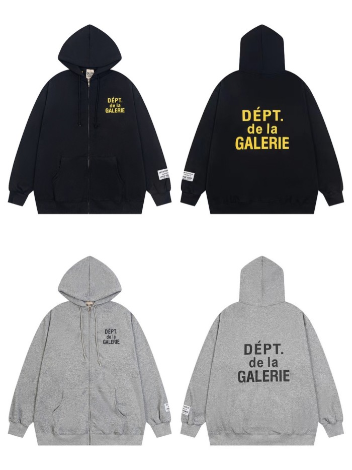   Front and back French letter print zipper hoodie 2 colors