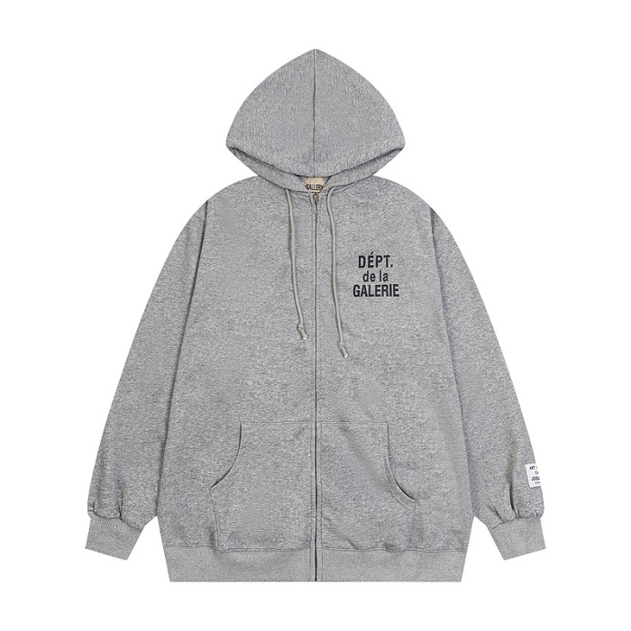   Front and back French letter print zipper hoodie 2 colors