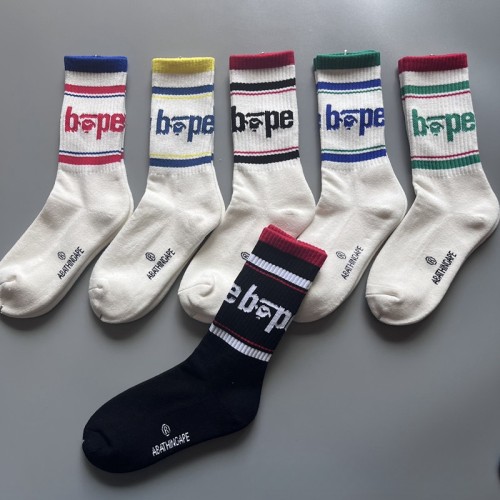 Ape Head Double Bar Striped Monogrammed Athletic Socks 10 colors