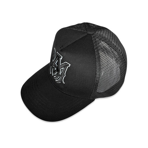 White Wrap AM Logo Embroidered Mesh Duck Cap