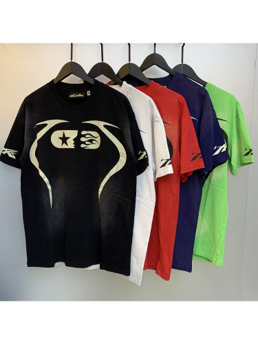 sport logo back digital print washed version tee & shorts set 7 colors