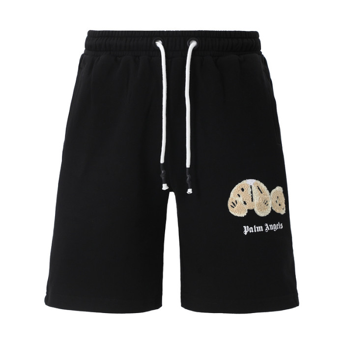 Flocked Broken Bear Letter Print Shorts