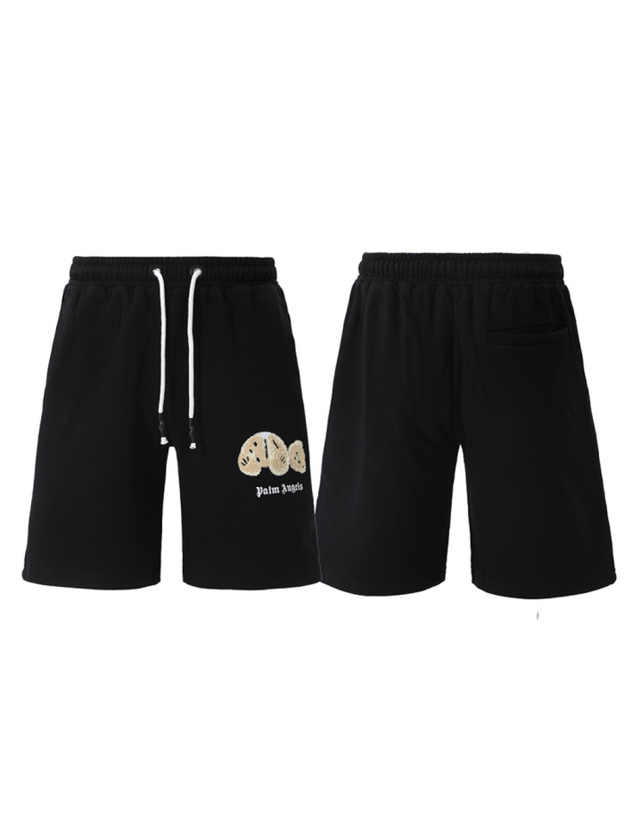 Flocked Broken Bear Letter Print Shorts
