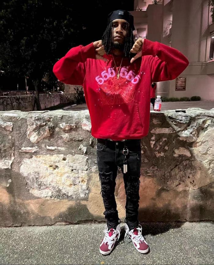 1:1 quality version Red 555 Spiderweb Foam Monogrammed Hoodie & Pants Set