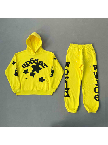 1:1 quality version Black Foam Letter Star Print Hoodie & Pants Set