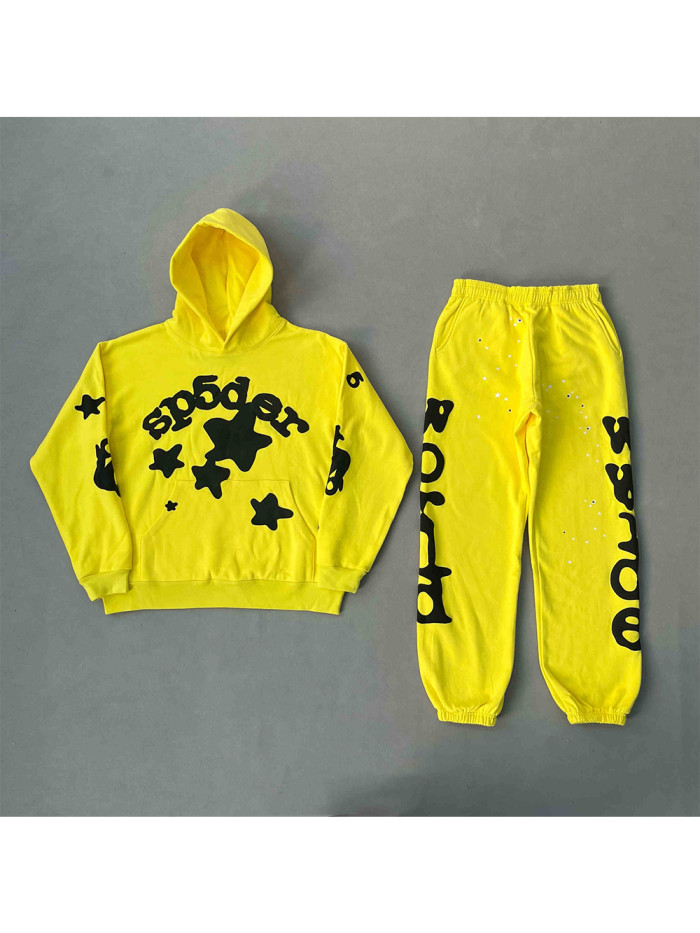 1:1 quality version Black Foam Letter Star Print Hoodie & Pants Set