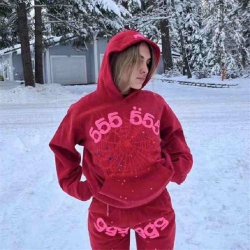 1:1 quality version Red 555 Spiderweb Foam Monogrammed Hoodie & Pants Set
