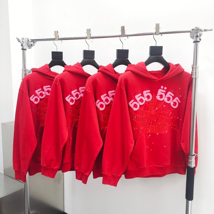 1:1 quality version Red 555 Spiderweb Foam Monogrammed Hoodie & Pants Set
