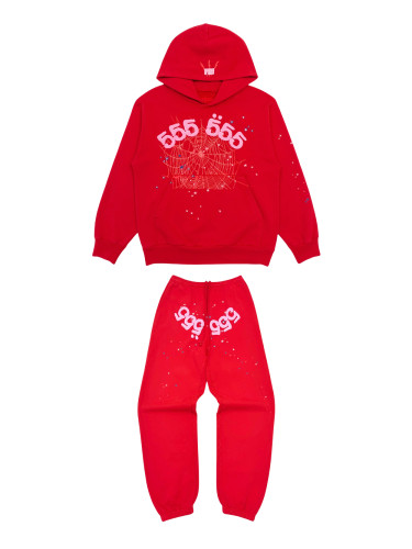 1:1 quality version Red 555 Spiderweb Foam Monogrammed Hoodie & Pants Set